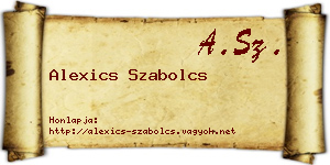 Alexics Szabolcs névjegykártya
